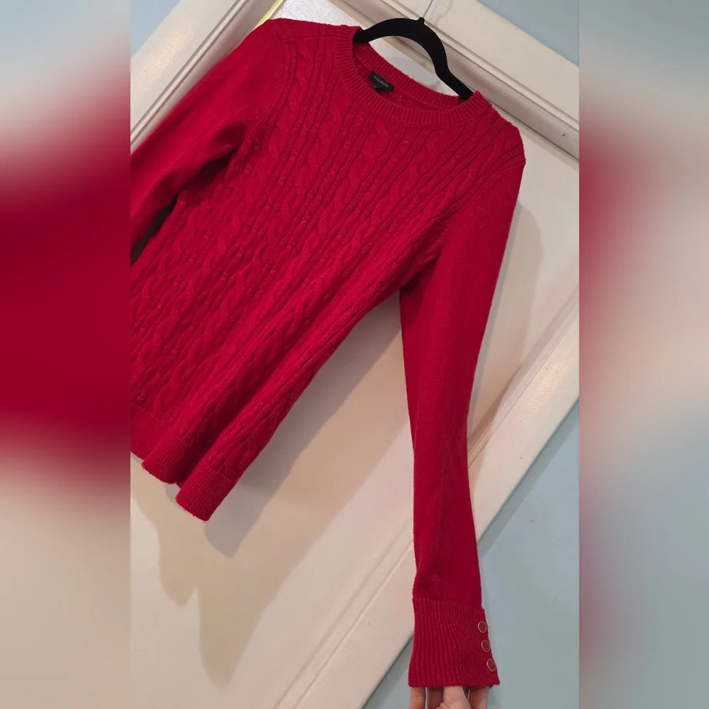 Women's Talbots Red Cable Knit Crewneck Sweater, Size S - Picture 8 of 15